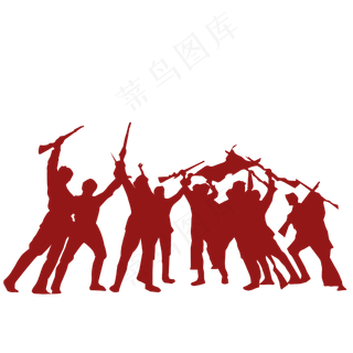 红色主题战士们剪影