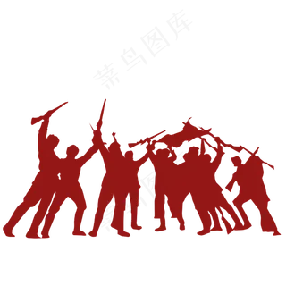 红色主题战士们剪影