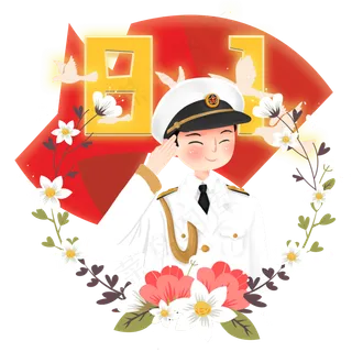 八一建军节敬礼海军png素材