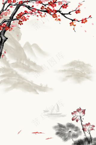 中国风古韵水墨画平面广告