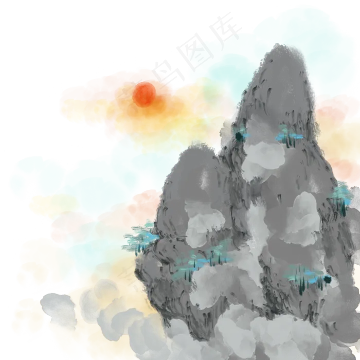 水墨山水中国风(2000X2000(DPI:300))psd模版下载