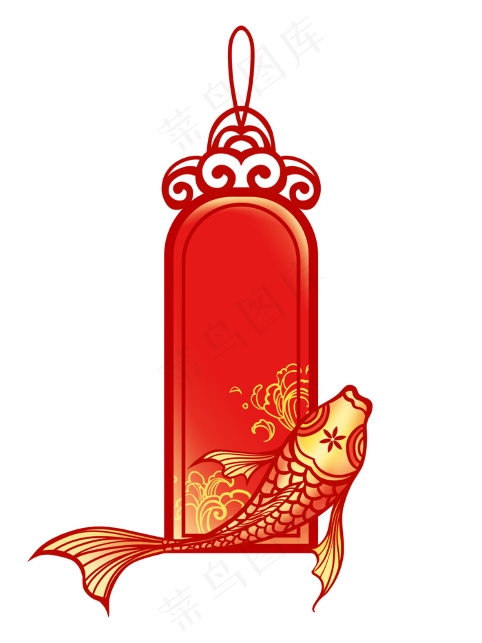 中国风标签锦鲤海水纹(2126X2835(DPI:300))psd模版下载