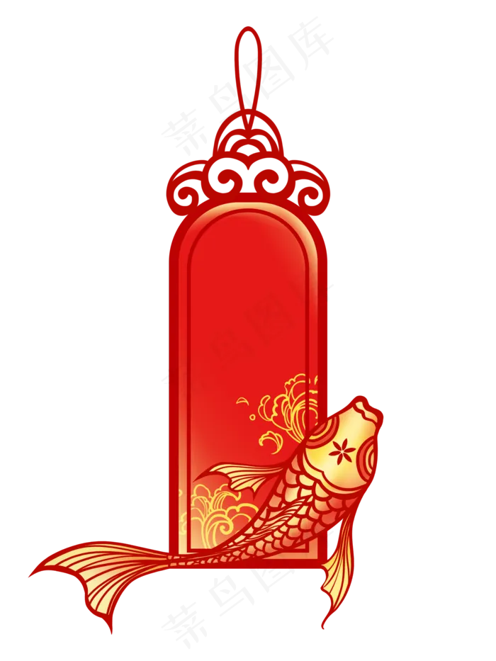 中国风标签锦鲤海水纹(2126X2835(DPI:300))psd模版下载