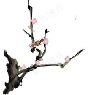 古风古典风格中国风水墨风花鸟矢,免抠元素