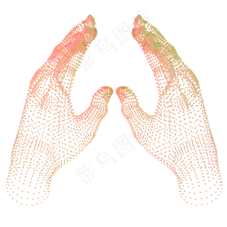 科技智能双手魔幻数据点状黄色对,免抠元素