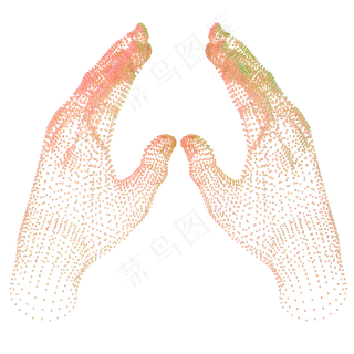 科技智能双手魔幻数据点状黄色对,免抠元素