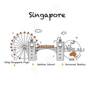 旅游新加坡城市地标PNG,免抠元素