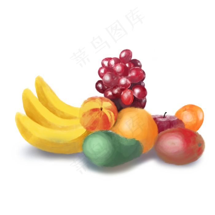 一堆水果菠萝香蕉(2000X2000(DPI:300))psd模版下载