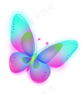 光感透气叠加蝴蝶免扣元素,免抠元素
