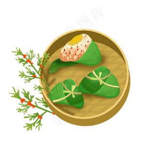 端午节茱萸草和蜜豆粽子