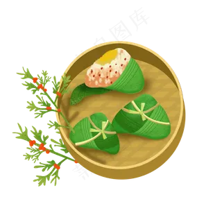 端午节茱萸草和蜜豆粽子