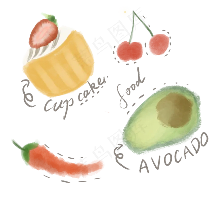 水彩蔬菜瓜果(2000X2000(DPI:300))psd模版下载