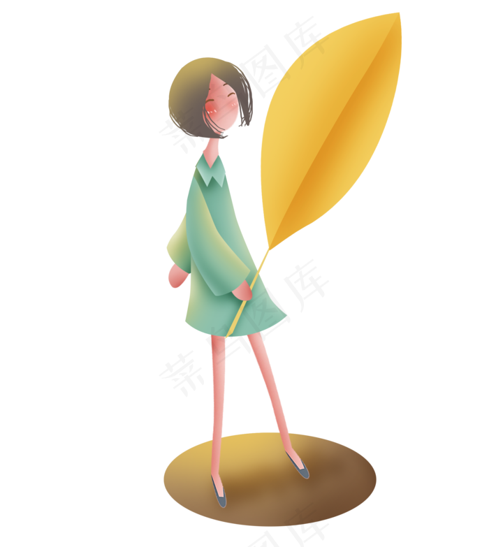 秋天拿叶子的女孩