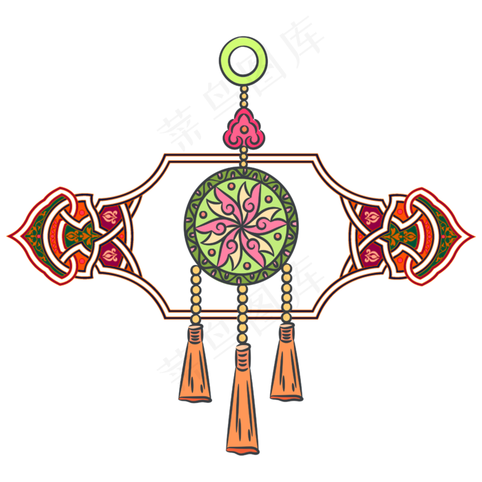 民族捕梦网挂件装饰国潮,免抠元素