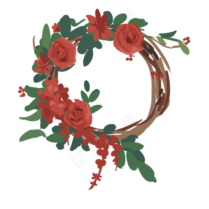 唯美的玫瑰花花环(2000X2000(DPI:300))psd模版下载