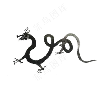 龙剪影纹饰图腾神兽PNG墨,免抠元素