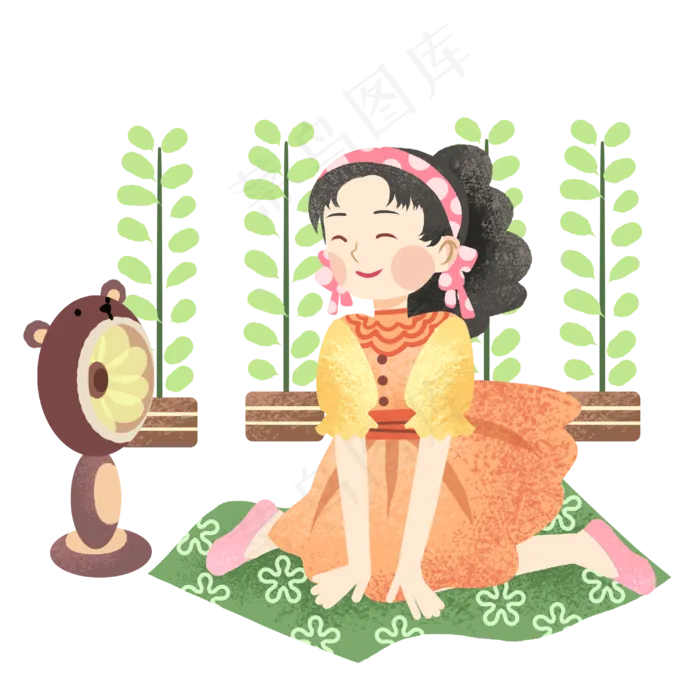 立夏在家吹风扇(3000X3000(DPI:300))psd模版下载