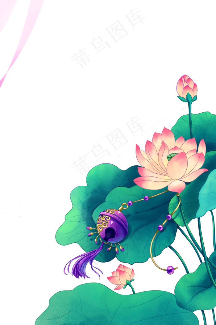 古风古典荷花(2000X3000(DPI:300))psd模版下载