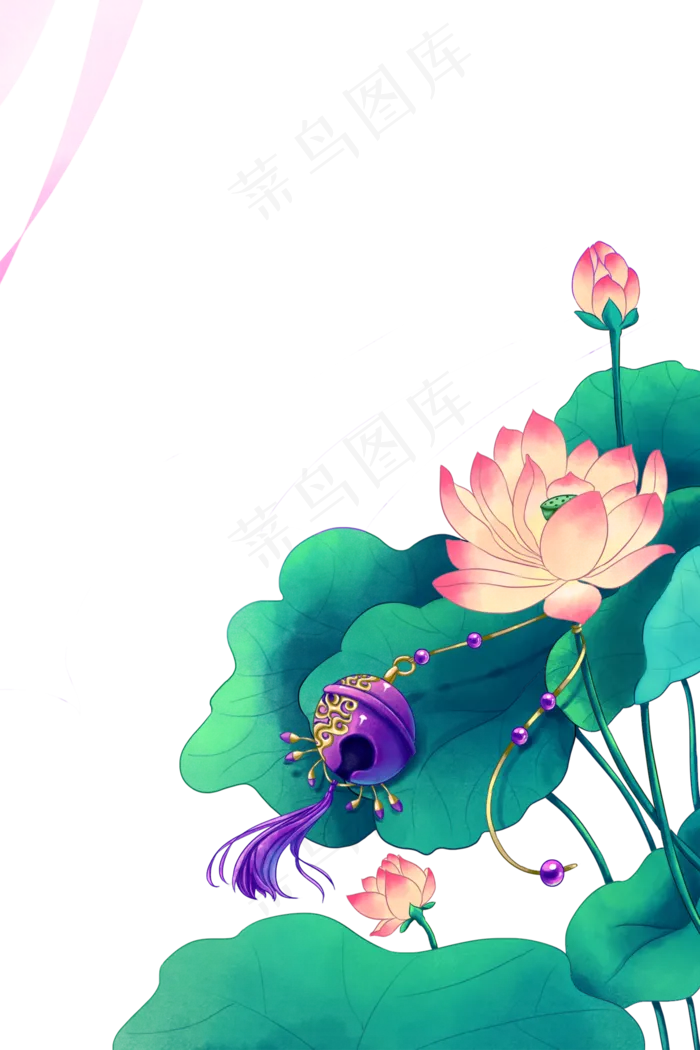 古风古典荷花(2000X3000(DPI:300))psd模版下载