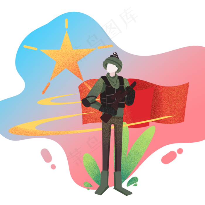 红旗建军节(2000X2000(DPI:300))psd模版下载