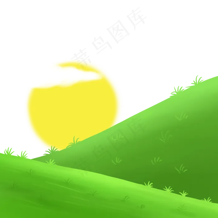 草地绿色植物小草太阳(2000X2000(DPI:300))psd模版下载