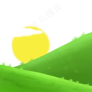 草地绿色植物小草太阳