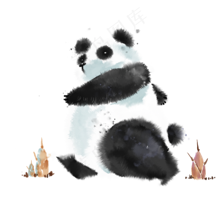 水彩动物手绘卡通熊猫元素(3000X3000(DPI:762))psd模版下载
