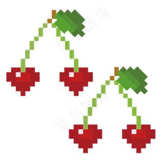 像素风复古风水果系列车厘子