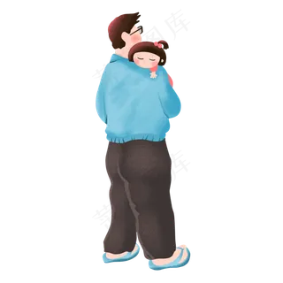 父亲节趴在父亲肩膀睡觉