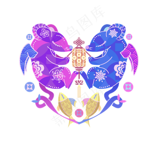 鼠年创意奇幻心形鼠宝,免抠元素