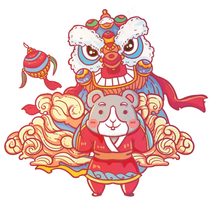 2020年鼠年舞狮形象,免抠元素(2000X2000(DPI:300))psd模版下载