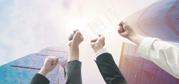 蓝色城市商务团队合成