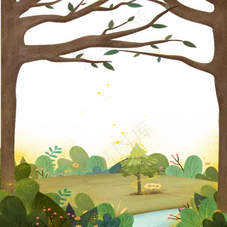 灰色创意植物树干封禁元素