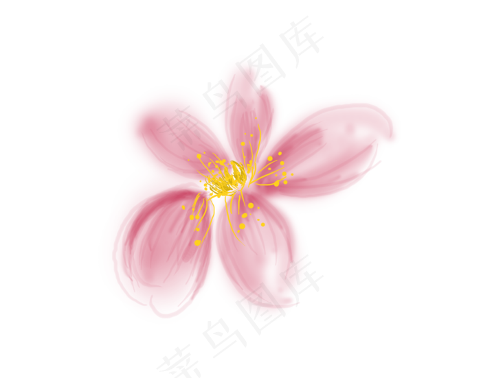 手绘一朵粉色桃花,免抠元素