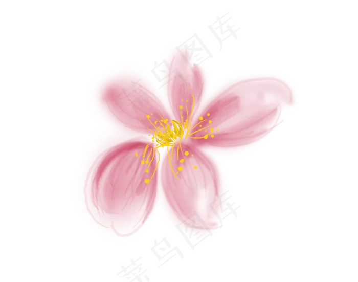 手绘一朵粉色桃花,免抠元素(4822*3798px)psd模版下载
