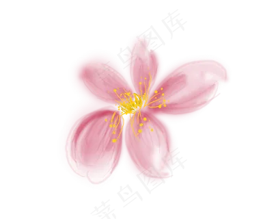 手绘一朵粉色桃花,免抠元素 手绘一朵粉色桃花,免抠元素