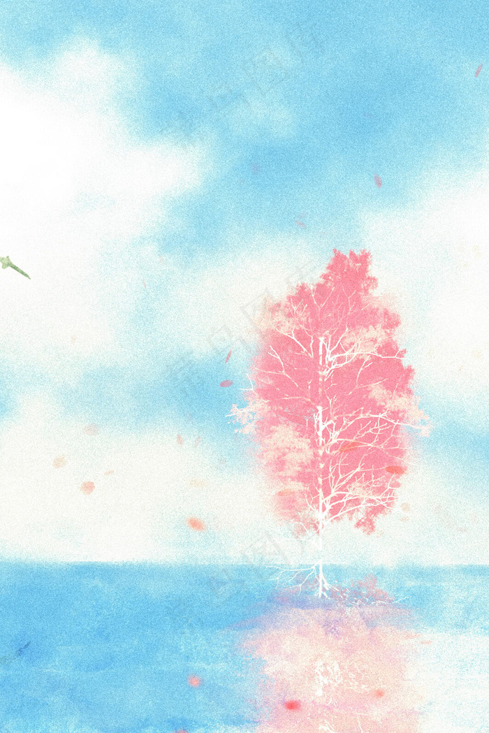 唯美意境天空花节粉色立夏风景(2880X1620(DPI:300))psd模版下载
