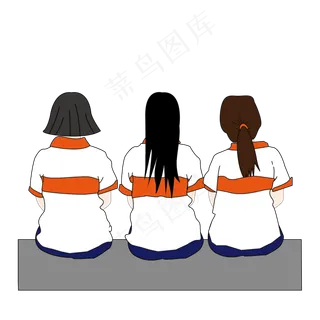 三个学生坐着的背影