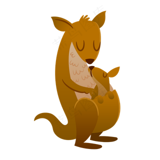 卡通袋鼠母子矢量素材