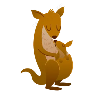 卡通袋鼠母子矢量素材