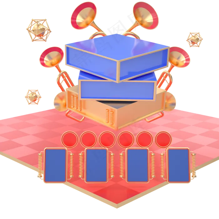 C4D红色喜庆618舞台(2000*2000px 300 dpi )