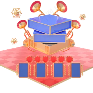 C4D红色喜庆618舞台