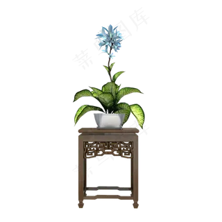 实木雕花花架绿植