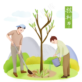 植树节劳动3月12树苗绿色PNG,免抠元素