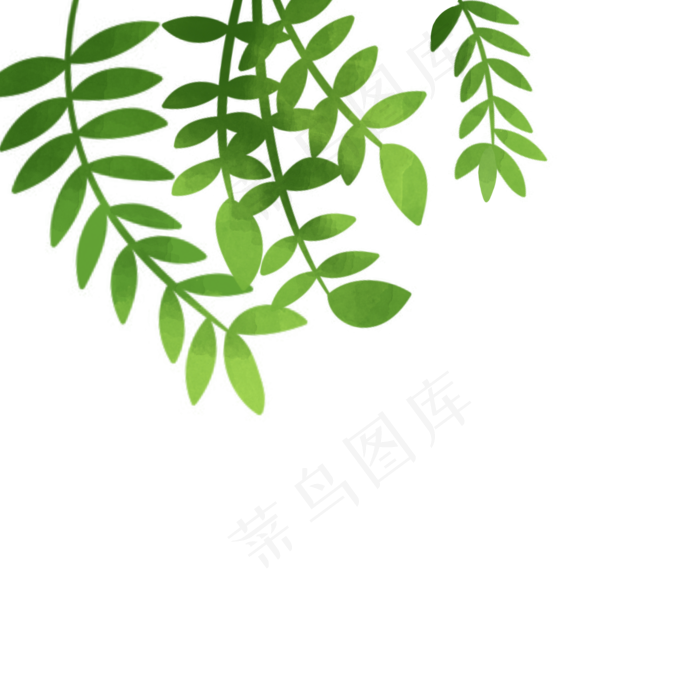 手绘水彩树叶绿色