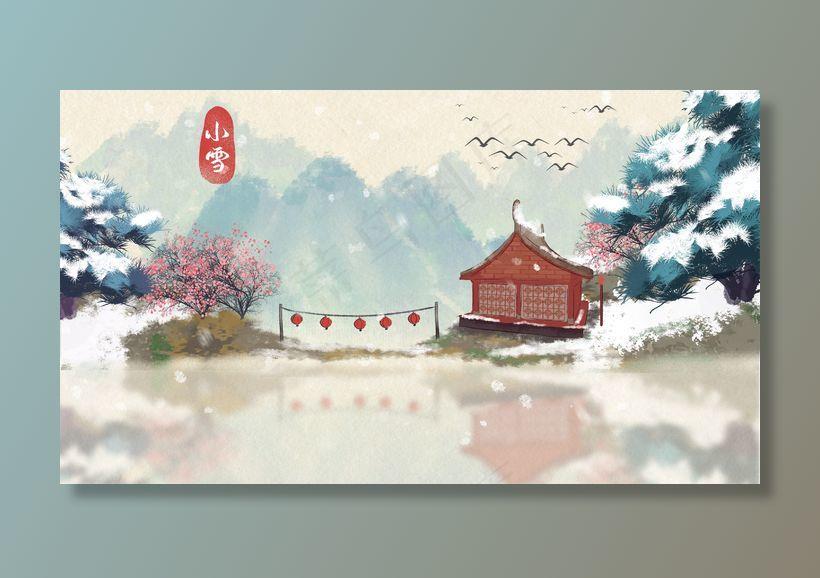 古风唯美冬天小雪雪景风景配图
