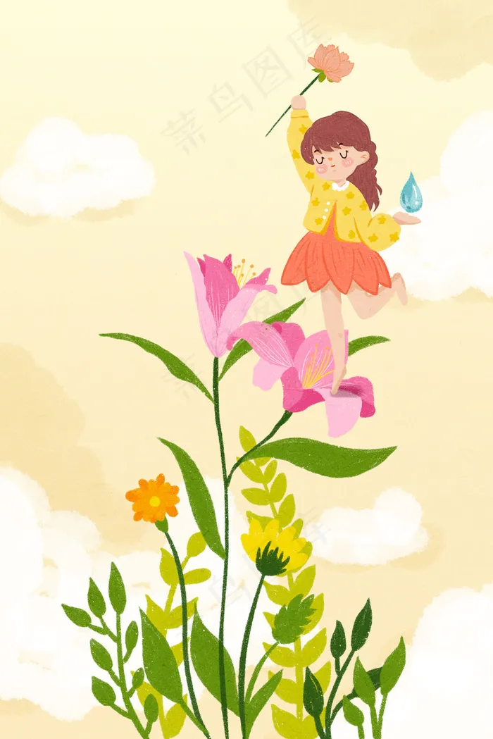 清明节雨水雨季雨天女孩跳舞小清新
