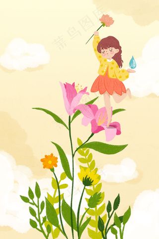 清明节雨水雨季雨天女孩跳舞小清新