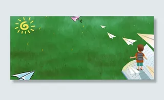 招聘会卡通童趣绿色banner