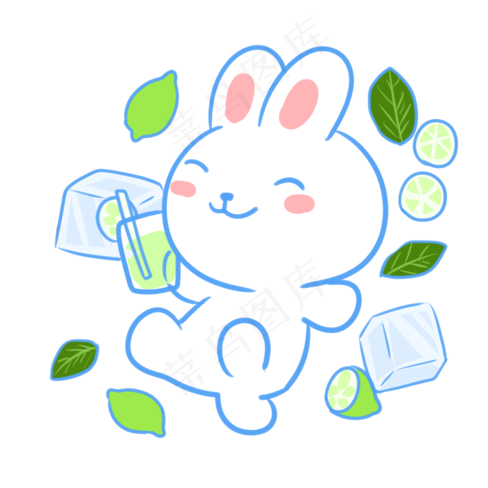 白兔与青柠饮料